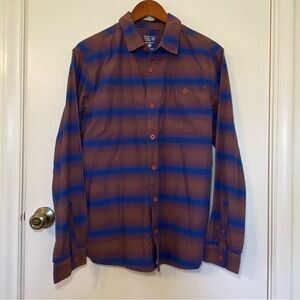 Mountain Hardwear Shirt Mens Medium Blue Striped Long Sleeve Flannel